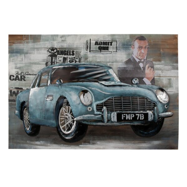 3D schilderij - metaal 120 x 80 James Bond Auto