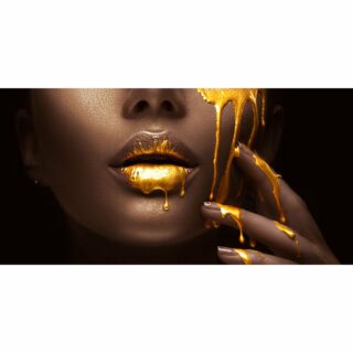 Glasschilderij 160x80cm Lippen met gouden verf