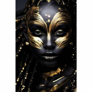 Glasschilderij 80x120cm Vrouw zwart/goud
