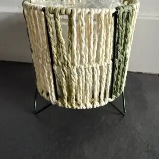 Lantaarn met glas - 12 cm - crème met groen