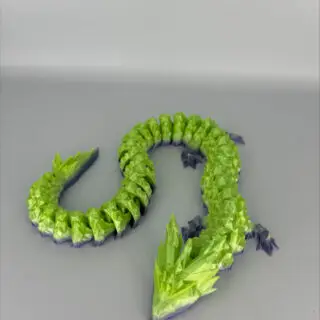Flexibel 3D-Geprint Draakje – tweekleurige Mythologische Gadget - Paars/Groen